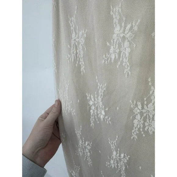 Coquette Y2K Lace Midi Skirt Women Small Ivory Fairy Whimsical Retro Minimalist - Picture 7 of 7